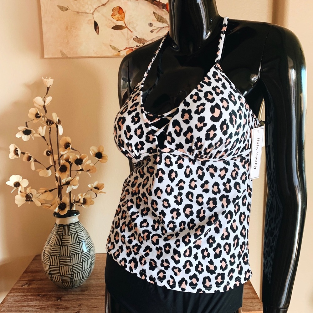 NWT Leopard Tankini Swim Top